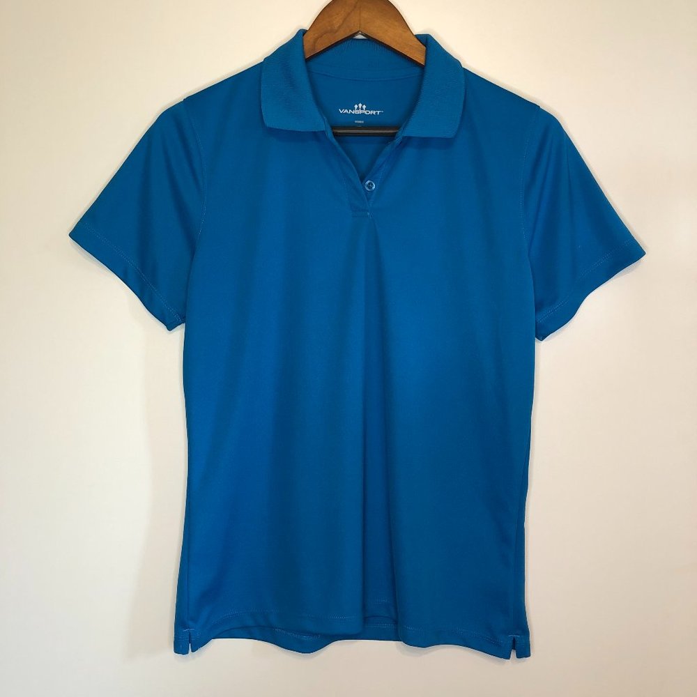 Vansport Women's Collared Short Sleeve Blue Medium